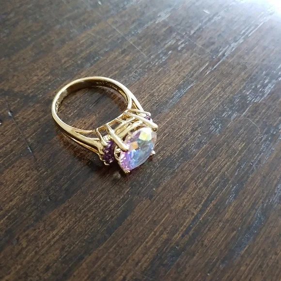 Mercury Mystic Topaz Cut Gemstone Ring In Gold Over Sterling Silver. - Picture 5 of 5